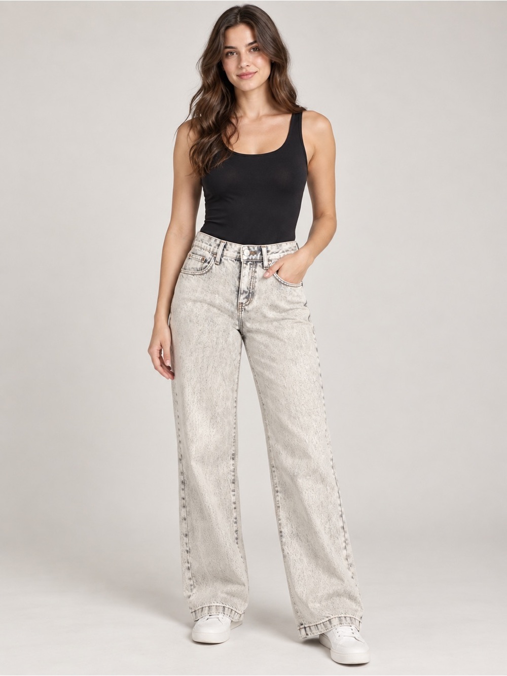 High-Rise Wide Leg Jeans in Light Acid Wash - Women